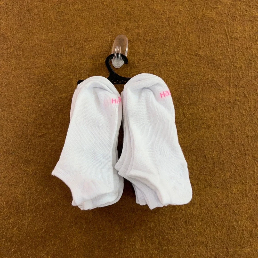 Hanes Womens OS White EcoSmart Recycled Low Cut Athletic Socks New